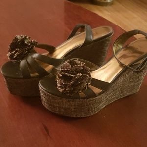 Platform Flower Wedges